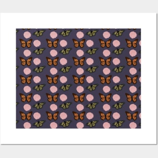 Purple Monarch Butterfly Pattern by Courtney Graben Posters and Art